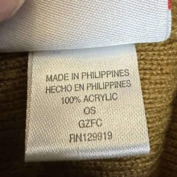 LEVI'S Men's Hero Leather Patch Knit Beanie Brown Tan Winter Ski Hat EUC - Picture 4 of 4